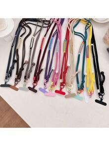 1条棉绳单面编织创意手机挂绳，多功能编织带，适用于包包、相机、手机 - 彩色 - 查看 2