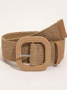 大码波西米亚风编织弹力腰带，百搭沙滩派对连衣裙，春夏皆宜，适合海滩、海边、度假等场合，尺码 XXL、XXXL - 卡其色 - 查看 4