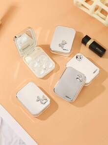 eyekan 1pc Butterfly Pattern Contact Lens Case With Mirror, Contact Lens Storage Box, Contact Lens Care Kit, And Applicator Stick, Suitable For Travel And Home Use. Contact Lens Soaking Storage Set, Suitable For School Use. - Care Box - View 2