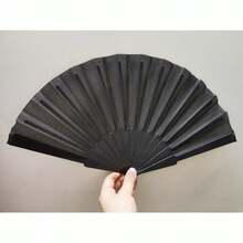 Compact, Smooth Hand Fan, Black Color / Small Oriental Fan, 23cm, For Dance, Kung Fu, Tai Chi Chuan, Smooth. - Black - View 4
