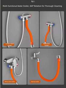 OBOVAY 360度旋转水龙头延长软管，多功能柔性延长软管，软橡胶材质，适用于厨房、浴室、花园、卫生间、阳台和水槽，通用水龙头适配器 - 多款式 - 查看 2