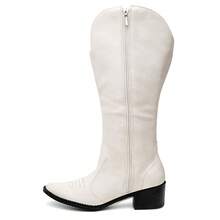 Women's Western-Style Texan Boots With Embroidery And Long Shaft + Elegant Bag Set - 米白色 - 查看 3