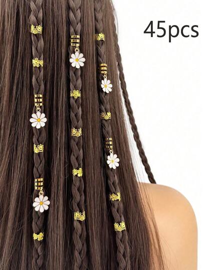 45个合金菊花造型发夹，朋克嘻哈风装饰发饰，适合派对和日常佩戴，可作礼物