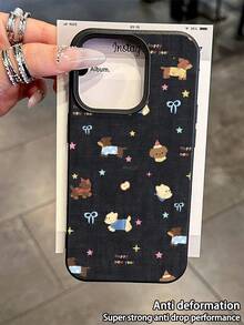 Dog 1pc Cute Puppy Pattern Litchi Texture Anti-Fall Anti-Slip Soft Phone Case, Compatible With Apple, Phones - Multicolor - View 4