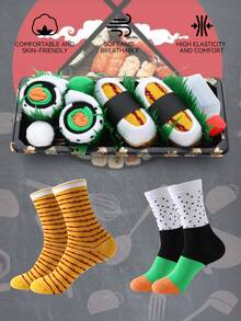 两双新款趣味多彩寿司主题中筒袜礼盒装,春夏新款男女通用运动袜,创意十足的食物灵感设计,针织面料,加长加厚,柔软舒适,是生日、情人节、复活节、节日、嘉年华、约会、派对、假日等场合的完美礼物,独特个性的抽象日常休闲袜,热门食物主题穿搭,四季皆宜,是情侣、朋友、度假/户外运动/健身房/居家/办公穿着的理想之选。 - 彩色 - 查看 4