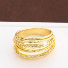1pc Fashionable Infinity Zirconia Christmas Gift Ring For Mom, Wife, Wedding, Holiday Party - Yellow Gold - View 4