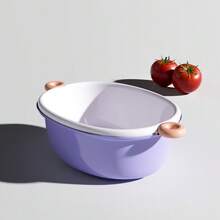 1 rổ rửa rau củ hai lớp, rổ để ráo trái cây và rau củ, đĩa đựng trái cây dễ thương, chậu rửa nhà bếp đa năng - nhiều màu - Xem 7