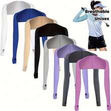 1 pieza Mangas de brazo de seda de hielo con protección UV, uso conveniente, aplicable en múltiples escenarios, de moda y elegante - multicolor - Ver 2