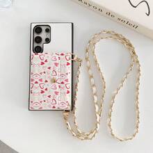 1pc Elegant Animal Print Pattern Card Holder Crossbody Wallet Phone Case Compatible With Samsung Galaxy S25 Edge, S24, S23, S22, S21, S20 FE, Note 20 Ultra, A17, A16, A15, A07, A52, A53, A54, A25 5G, Heart Mirror PU Leather Card Holder Wallet Case Compatible With 10, 9 Pro XL, 8, 7, 6, 9a, 8a, Multi-Functional Protective Cover Compatible With Xiaomi Note 15 Pro, 14, 13 4G, Poco C75 - Love 12 - View 6