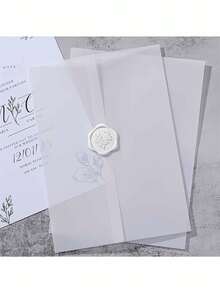 Bộ 10/30 phong bì giấy da đựng thiệp cưới. Phong bì giấy da bán trong suốt, gấp sẵn, kích thước 5x7 inch, thích hợp để gói thiệp mời, dùng cho đám cưới, tiệc cưới, tiệc tùng, Ngày của Mẹ và lễ tốt nghiệp. - mờ - Xem 10