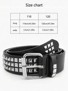 1 chiếc thắt lưng da lấp lánh đính đá Punk trơn màu Unisex, phù hợp cho thanh thiếu niên, mặc ngoài trời thường ngày, thể thao, kỳ nghỉ, quà tặng tốt nghiệp, sinh nhật, mặc hàng ngày - màu đen - Xem 4