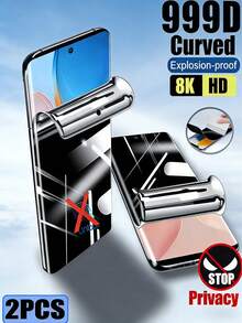 极简隐私防窥水凝胶膜 2片装 适用于华为/荣耀手机 光滑油层 防刮自动修复 防爆防刮 简单易贴 防窥保护膜 软膜 非玻璃 春季礼物 - 黑色 - 查看 160