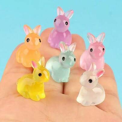 New Micro Landscape Glow-In-The-Dark Resin Figurine, Cute Cartoon Rabbit Animal Decor, Adorable Gift, Crafts - Long Ear Rabbit, Luminous Big Rabbit, Children's Gift, Reward