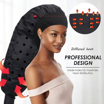 1pc Oversized Hair Dryer Cap, Hooded Hair Dryer Attachment - Upgraded Super Large Hooded Hair Dryer, Black/Purple/Silver, Long Nozzle Design, Soft & Adjustable, Suitable For Handheld Hair Dryers, Quick Drying, Accelerates Drying Speed