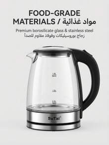 SOKANY 1个电水壶，不锈钢内盖和过滤器，热水壶，宽口设计，自动断电，冬夏两季饮水用具，2升容量 - 查看 9