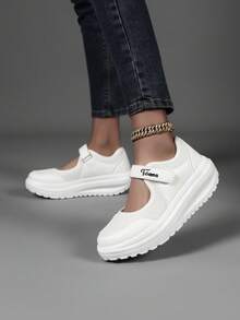 Women's Mary Jane Platform Walking Shoes With Adjustable Strap - White - View 4