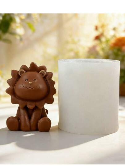 1个狮子造型硅胶蜡烛模具，DIY狮子香薰石石膏扩香器家居装饰硅胶模具
