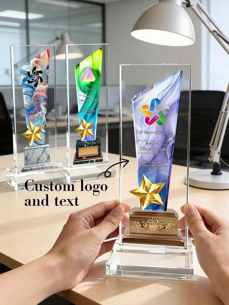 1pc Customized Acrylic Retirement Appreciation Plaque, Can Customize Logo And Text, Suitable As Thank You Gift For Boss, Manager, Teacher, Colleague, Appreciation Trophy - A - View 1