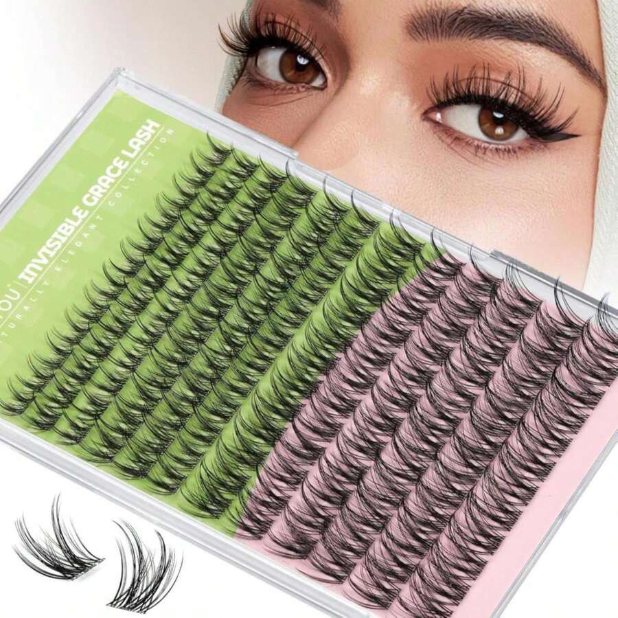 KEYYOU Fairy Angel Lash Clusters Manga Lash Extension D Curl 144Pcs Eyelash Extension Wispy Natural Invisible Band Lash With Waterproof DIY Lash Extension At Home(Angel-D-8-18MIX) - ColorL - 查看 1