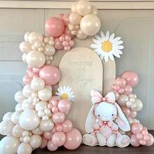 111pcs Pink And Sand White Balloon Arch Garland Made Of Latex, Perfect For Weddings, Back-To-School Events, Anniversaries, Showers, Gender Reveal Parties, Engagements, Birthdays, Mother'S Day, Graduations, Valentine'S Day, And As A Backdrop - Multicolor - View 1