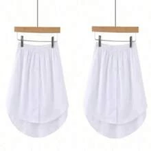 1件女士极简韩版下摆半身裙，可伸缩内搭T恤裙，白色滚边 - 白色 - 查看 17