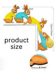 1pc Wooden Easter Bunny Decor, Cute Rabbit Easter Egg Door Frame & Wall Decor, Easter Corner Decoration, Suitable For Home, Office, Party, Theme Party, Birthday, Easter Decoration - Multicolor - View 3