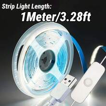 LQHZMYY 5V USB COB 高亮度 LED 燈條 1-5M 自黏式 按鈕控制 電視背光 臥室居家 婚禮聖誕萬聖節派對 室內裝飾夜燈 - 彩色 - 查看 7