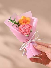 1 bó hoa hồng đan móc mini giống thật, kèm túi quà, kích thước 15cm x 9cm, thích hợp làm quà tặng Ngày Valentine, Ngày của Mẹ, quà tặng hàng ngày, hoặc để trang trí nhà cửa. - Nhiều màu - Xem 8