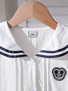 Đầm trắng không tay có cổ cho bé gái, mùa hè - trắng - Xem 3