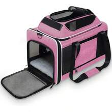 Soft-Edged Expandable Pet Carrier, Compliant With Most Airlines' Under-Seat Cabin Regulations (Please See Relevant Regulations) - TSA-Compliant Cat And Dog Travel Carrier, 18x11x11 Inches, Available In Multiple Colors. - 粉色 - 查看 7