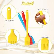 Heat-Resistant Silicone Oil Brush, All-In-One Cooking, Baking, Grilling Brush, Suitable For Kitchen Cooking, Baking, Grilling, High-Temperature Baking Cloth, Professional Grilling Brush - Multicolor - View 3