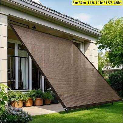 Black Reinforced Edge Eyelet Shade Cloth, Durable, Easy To Install, Sun Shading, UV Protection, Heat Insulation, Suitable For Yard, Balcony, Camper