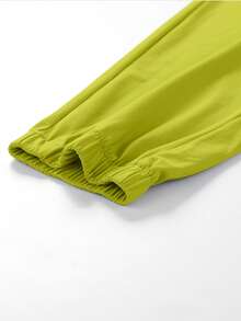 Women's Lightweight Breathable Ice Silk Pants, Loose Fit Casual Drawstring Ankle Length Sports Trousers, Suitable For Summer Outdoor Cycling Running, Solid Color - Mustard Yellow - View 8