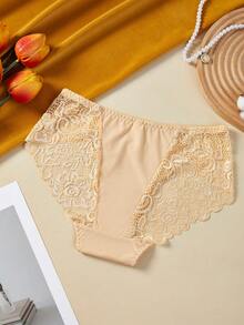 3 pezzi Slip donna a vita media in colore unito, in pizzo sexy, biancheria intima senza cuciture comoda per casa e sport - Multicolore - Visualizzare 5