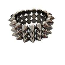 2pcs Punk Style Rivet Bracelet, Unisex Silver Rivet Bangle, Suitable For Daily Wear, Party, Music Festival - Multicolor - View 3