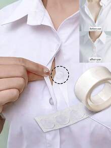 100pcs/Roll Shirt Modesty Petals, Invisible Chest Cleavage Cover Tape, Neckline Slip Prevention Sticker - Clear - View 1
