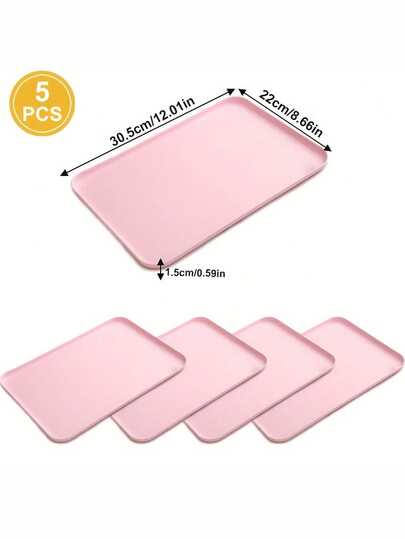 Bộ 5 khay nhựa đa năng màu macaron, 3 kích cỡ, khay trang trí hình chữ nhật tái sử dụng, thích hợp cho quầy bếp, quán cà phê, khách sạn, DIY nghệ thuật, nến, trang trí bàn tiệc ngày lễ, thiết kế tối giản hiện đại, khách sạn.