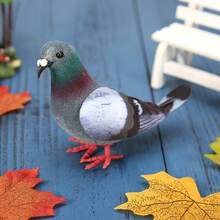 1pc Realistic Gray Pigeon Dove Figurine, Square Shaped Fake Pigeon, Photography Garden Decor, Foam Material Home Accessory - متعدد الألوان - مشاهدة 2