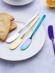 1pc Stainless Steel Butter Dispenser, Multi-Function Cutter Spatula, Cheese Slicer, Bread Jam Butter Knife, Cream Piping Knife, Suitable For Bread, Jam, Cheese, Cake, Butter, Ice Cream, Home Kitchen Utensils - View 1