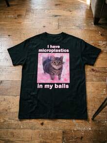 I Hävë?Micrôplästics?In?My?Bälls?Fünny?Cät?Mëmë?T-Shirt,Gift?Fôr?Wômän,?Lrônic?Cäts?Shirt,?Stüpid?Silly. - 黑色 - 查看 2