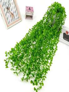 1pc Plastic Water Grass Milan Artificial Green Plant, Injection Molded Artificial Plant, Injection Molded Flower Plant Artificial Fake Green Plant, Artificial Hanging Plant Potted - Multicolor - View 1