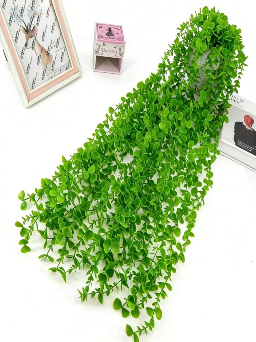 1pc Plastic Water Grass Milan Artificial Green Plant, Injection Molded Artificial Plant, Injection Molded Flower Plant Artificial Fake Green Plant, Artificial Hanging Plant Potted - Multicolor - View 1