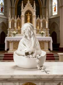 Statuie a Fecioarei Maria din Lourdes, fildeș, de 20 cm, cu suport pentru rozariu din rășină, cadou decorativ religios catolic pentru acasă și birou (versiunea clasică). Potrivit și ca cadou de absolvire, cadou pentru întoarcerea la școală sau cadou pentru femei. Scenariile aplicabile includ decorarea camerei, decorarea casei, decorarea zilei de naștere, decorarea nunții, decorarea dormitorului, decorarea petrecerii etc. - Multicolor - Vizualizare 2