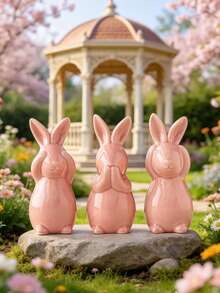 1 Set Ceramic Rabbit Decor Figurines, Minimalist Style, Suitable For Outdoor Garden And Yard Decoration, Multiple Colors, Creative Ceramic Crafts | Ideal For Yard, Balcony, Lawn, Home, Wedding Decoration, And A Perfect Holiday Gift For Family And Friends - 1 Set - View 4