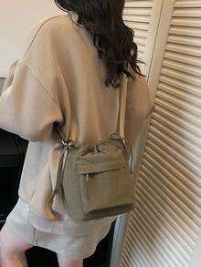 TIANDINGYU Ins Style Drawstring Bucket Bag, Casual Japanese Style Crossbody Bag, Lightweight Versatile Shoulder Bag, Minimalist Fashionable Street Casual Bag, Holiday Gift, Gift For Girlfriend - Multicolor - View 7