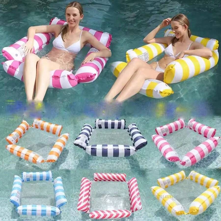 Inflatable Water Hammock Recliner, Floating Mat Swimming Mattress, Swimming Pool Party & Beach Fun Toy - Four Tubes - View 1