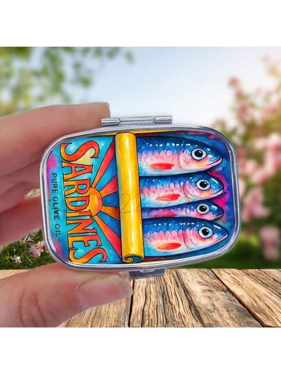 1个金属药盒，便携式药品收纳盒，旅行药盒，钱包配件 - 独特礼物，旅行药品收纳盒