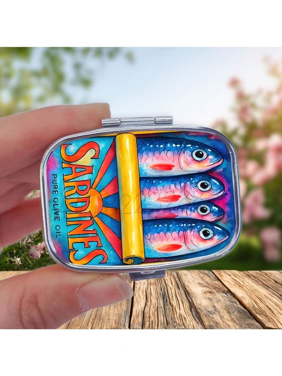 1个金属药盒，便携式药品收纳盒，旅行药盒，钱包配件 - 独特礼物，旅行药品收纳盒