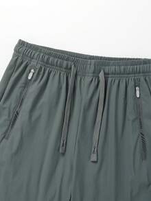 Women's Lightweight Breathable Ice Silk Casual Pants, Loose Fit Drawstring Ankle Length Sports Trousers, Suitable For Summer Outdoor Cycling Running, Solid Color - Army Green - View 2