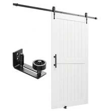 Schiebetür im Scheunenstil Schiebetürsystem (1067 x 2134 mm) aus hochfesten MDF-Platten, Scheunentor mit Hardware-Kit & wasserfester PVC-Oberfläche & H-Rahmen für Wohnzimmer Badezimmer Weiß - Weiß, Verbundplatte, 107 x 213 cm - Übersicht 8